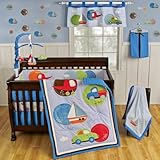 Sumersault Tiny Trips 4 Piece Crib Set, Blues