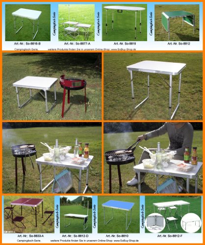 Table pliable et réglable en hauteur pour pique-nique, table valise de camping et de jardin en aluminium, 8816-B