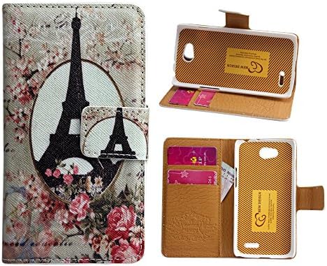 Harryshell Paris Eiffel Tower Design Pu Leather Wallet Flip Case cover[Stand Function] for LG Optimus L90 T-Mobile Single SIM (Only Single SIM) Free for Screen Protector and Stylus Pen