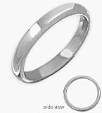 Platinum 3mm Comfort Fit Half Round High Polish Wedding Ring - 4