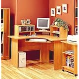 Maple Finish Corner Computer Workstation Office Desk by visiondecor Furniture