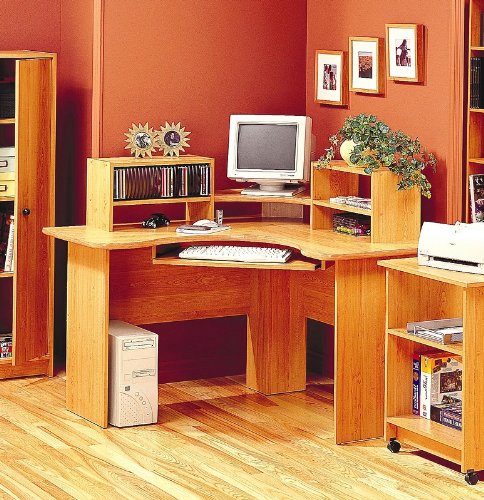 Maple Finish Corner Computer Workstation Office Desk