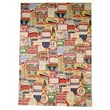 Bon Voyage Travel Labels Cavallini Papers Decorative Wrap 20 by 28 inches