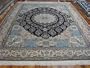 8'7 x 11'5 Navy Blue Persian Hand Knotted Silk Nain Rug