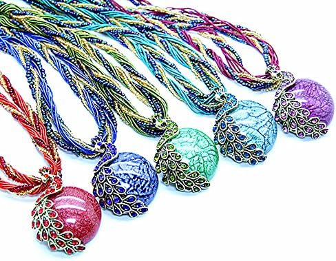 IOLV Bohemia Vintage National Style Cat's Eye Stone Peacock Necklace (Grey)