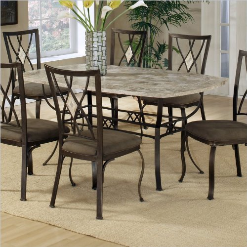 Hillsdale Brookside Rectangle Dining Table, Brown Powder Coat Finished Base and Fossil Stone Top Hillsdale Brookside Rectangle Dining Table, Brown Powder Coat Finished Base and Fossil Stone Top