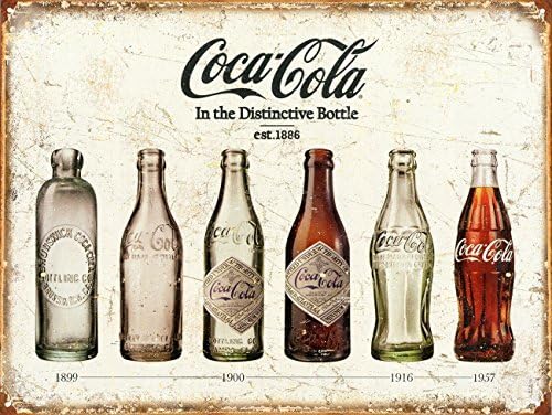 Wonderfull Wall Tin®2pcs Coca Cola Bottle Evolution Distressed Retro Vintage Tin Sign 8*12 inch
