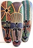Cornwall Art Prints Maske, Aboriginal-Stil, aus Holz, handbemalt, zum Aufhängen, 50°cm