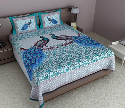 Indicraft Double Bedspread,Bedcover, Bedsheets ,Mandala,Elephant king size (229 X260 Cm) printed,Tapestry, Multicolor Cotton Rajasthani Printed Double Bedsheet With 2 Pillow Cover
