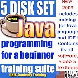 Java Programming for a Beginner, 5-disk DVD Complete Training Suite & Certification Exam by UNIX Academy