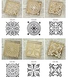 Crystal Square Decoden Stamp - 6 Pcs in 6 different flowers pattern rubber stamp