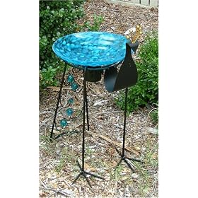 Glow in the Dark Peacock Birdbath by