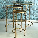 Golden Bamboo Round Side Table Set Golden Bamboo Round Side Table Set