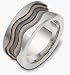 Designer 11mm Titanium & 14 Karat White Gold Wave Style Wedding Band Ring