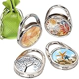 BMC 4pc Mixed Designed Shoulder Handbag Folding Purse Holder Hangers Hooks Set