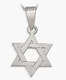 14 Karat High Polish White Gold Religious Star of David Jewish Pendant with 20 Chain