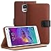 Fosmon Note 4 Wallet Case - CADDY-CLASSIC Leather Wallet Stand Case for Samsung Galaxy Note 4 (Brown)
