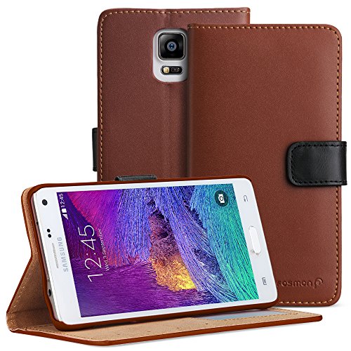 Fosmon Note 4 Wallet Case - CADDY-CLASSIC Leather Wallet Stand Case for Samsung Galaxy Note 4 (Brown)