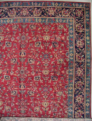17x18 RED ANTIQUE INDIAN ORIENTAL WOOL AREA RUG 