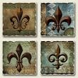AbsorbaStone Tumbled Tile Assorted Coaster set~ Bourbon Street Fleur de Lis ~ 4 Tile Drink Coasters ~ code 869