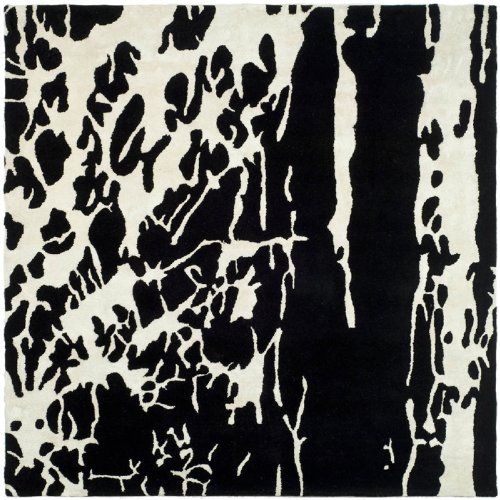 Safavieh Soho Collection SOH326A Handmade Black and White New Zealand Wool Square Area Rug, 6-Feet Square