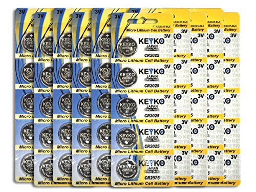 CR2025 3V Micro Lithium Coin Lithium Cell Battery 2025. Genuine KEYKO Â® - 50 pcs Pack (10 Blisters)