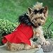 DOGGIE DESIGN Wool Fur Trimmed Dog Harness Coat Leash (M, Red)