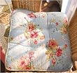 Shabby Chic Blue Floral Soft Chair Pad w/Filling
