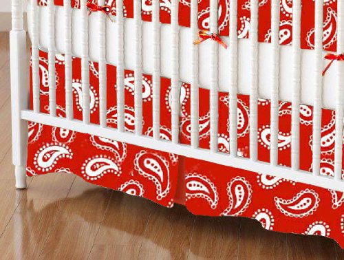 red crib skirt