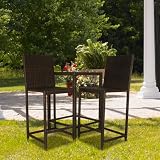 Indoor/Outdoor Bar Height Wicker Bistro Set