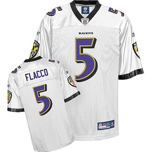 Reebok Baltimore Ravens Joe Flacco Replica White Jersey Large
