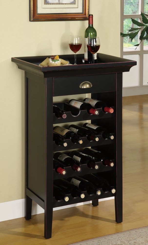 Amazon.com - Powell Black with Merlot Rub through Wine Cabinet ...