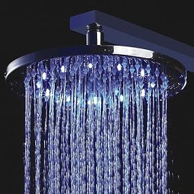 Buy 10 Inch Wall Mount Round Rainfall Showerhead with Build-in LED Light, Chrome by LITB now!