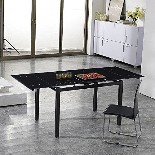 Best Quality Chelsea Extending Dining Table in Glass Black Best