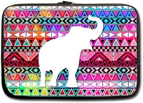 Funny Laptop Bag - 13 13.3 Inch Neon Pink Purple Bright Aztec Pattern Elephant Notebook/MacBook Pro/MacBook Air Laptop Sleeve Bag Cover