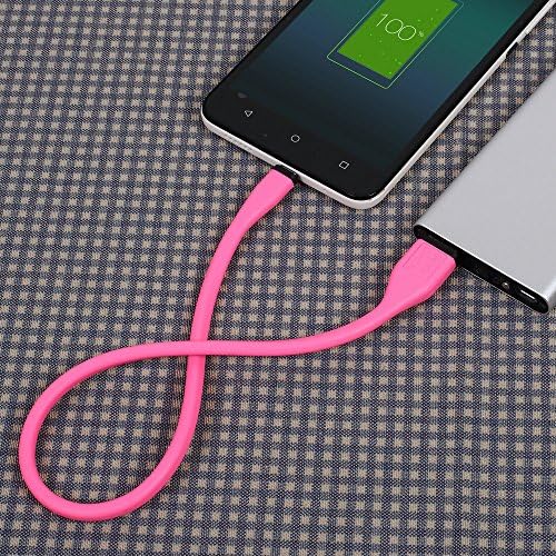 Bendy & Durable Data Cable (Charging & SYNC) with Micro USB Connector for Android Device, BlackBerry, Windows Mobile Device, Durable & Bendy Micro to USB Cable, Cute Bendy Cable for Power Bank/Desktop/Car Charger, Short Cable, Cute Universal Charger Cable, Short Bendy Cable (15inch Pink)
