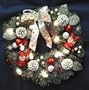 Christmas Pine Wreath with Pinecones, Santa & Lights