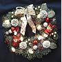 Christmas Pine Wreath with Pinecones, Santa & Lights