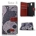 Note 3 Case, Galaxy Note 3 Case - Mavis's Diary Fashion Style Wallet Type Flip Case PU Leather Magnet Card Holders Design Cover with Soft Clean Cloth for Samsung Galaxy Note 3 SM-N9000 - Flower Skull