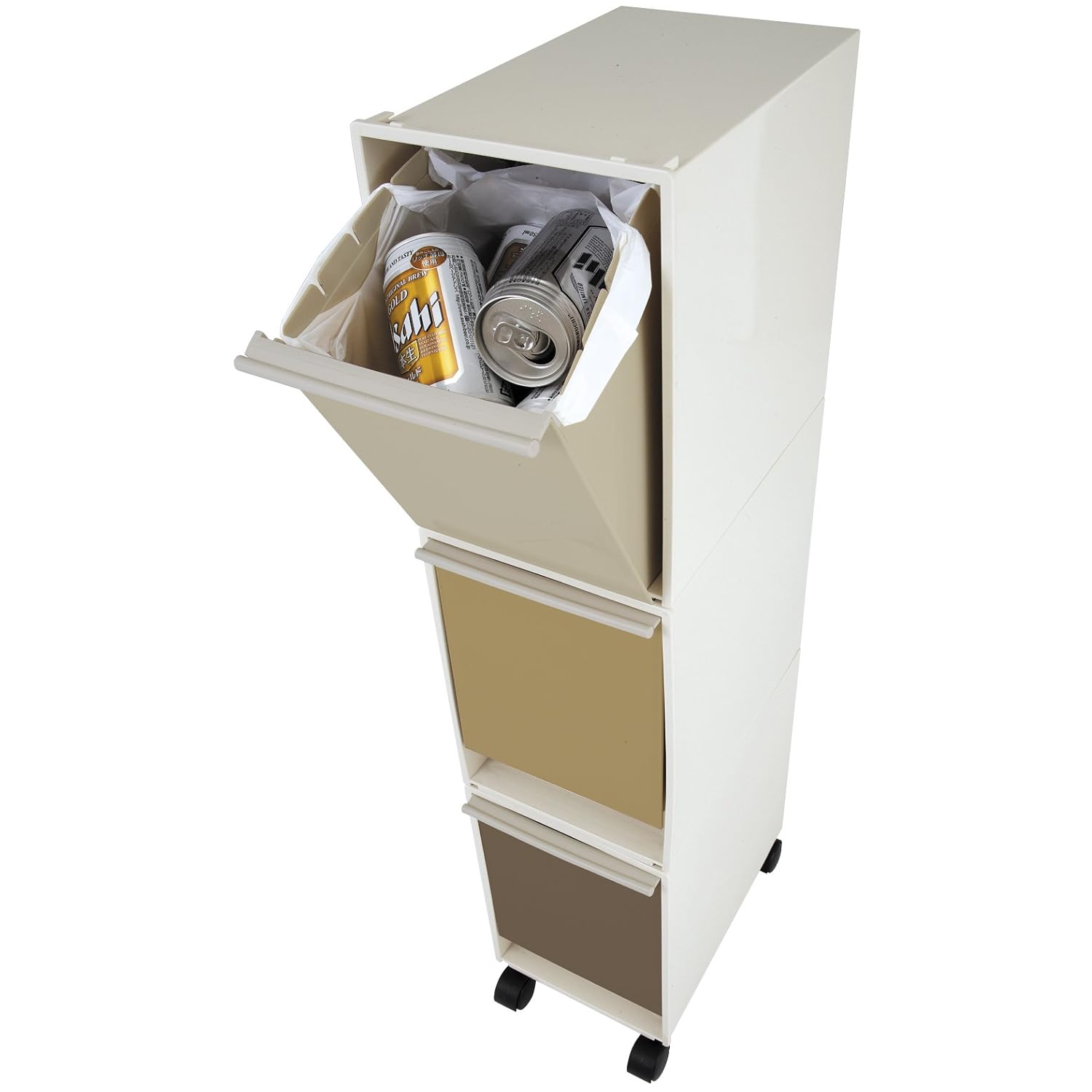 アスベル 资源ゴミ分别ワゴン3段カラー ブラ