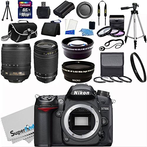 Nikon D7000 16.2MP DX-Format CMOS Sensor Digital SLR Camera (Black) Import Model with Nikon AF-S DX NIKKOR 18-105mm f/3.5-5.6G ED VR Lens and Nikon AF Zoom Nikkor 70-300mm f/4-5.6G Lens + Wide Angle + Telephoto + Full 32GB Deluxe Accessory Bundle