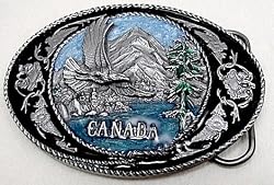 Canada Scenic Enamel Pewter Belt Buckle