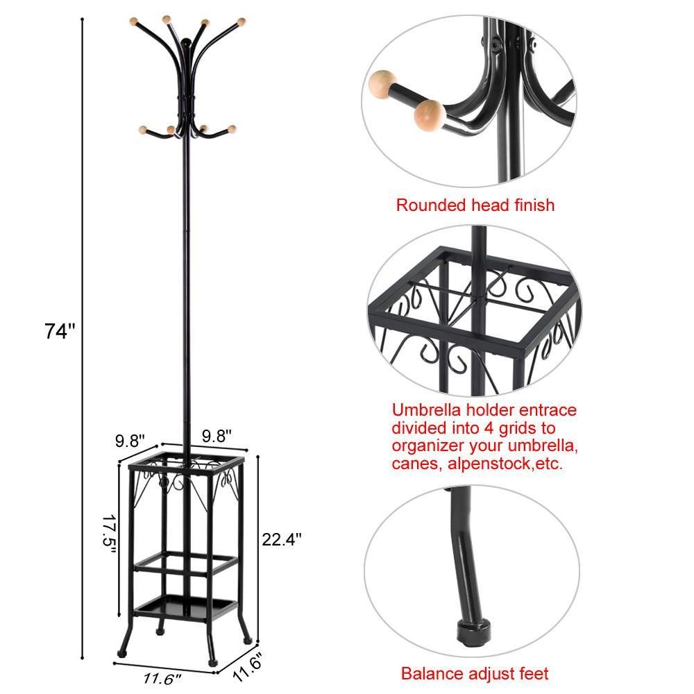 Yaheetech Metal Coat Rack Umbrella Stand Holder Vintage Hat Jakcet