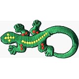 Green Gecko / Lizard with Yellow and Red Spots - Embroidered Iron On or Sew On Patch
