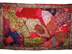 Christmas Gift-bright Galaxy Beaded Vintage India Decor Sari Wall Hanging Throw 70"x44"