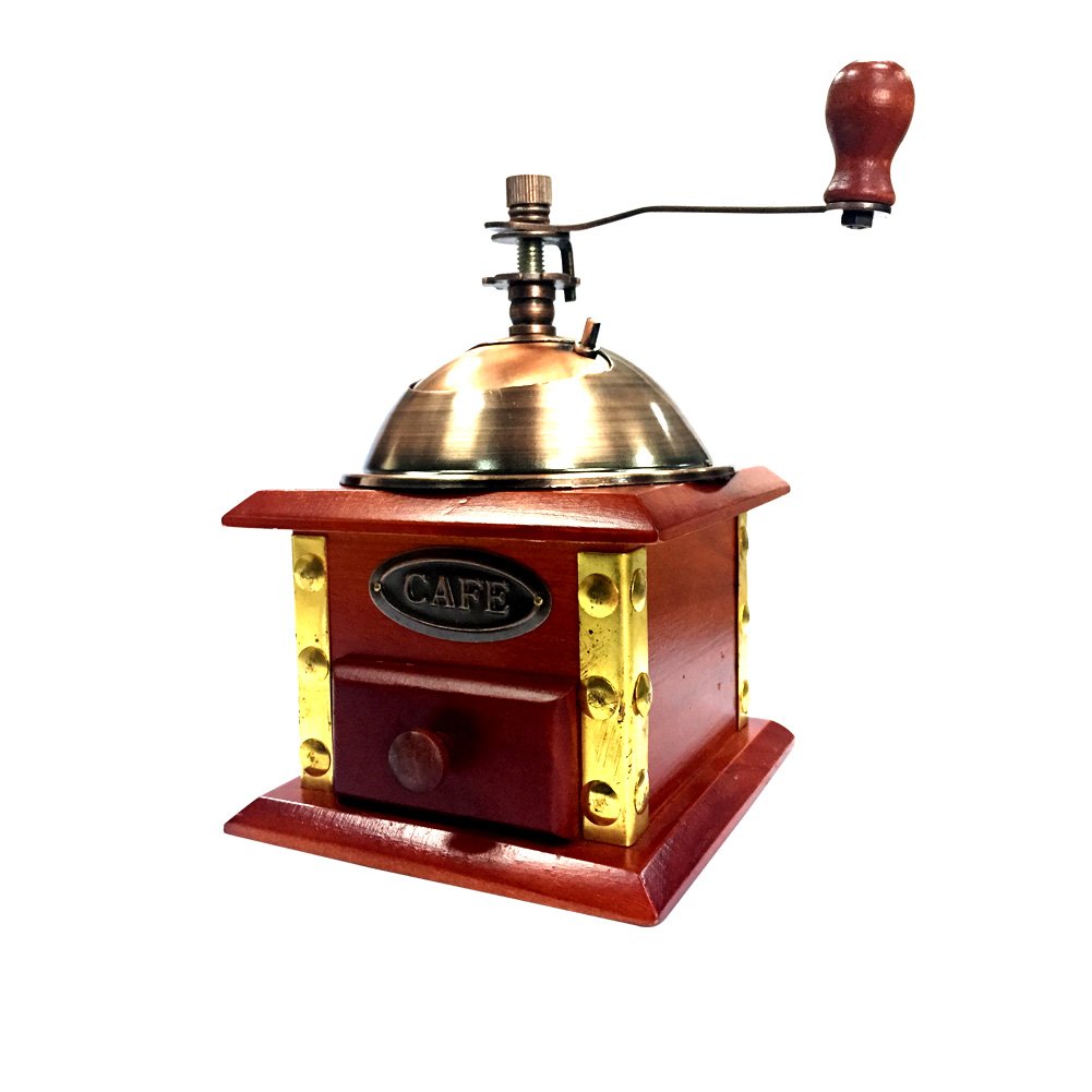 XHHOME Retro Style Manual Handcrank Coffee Grinder Golden Tone