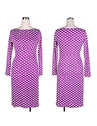 Dots Print Cocktail Long Sleeves Cotton/Polyester/Spandex Scoop Neck Bodycon Dress/Evening Dress/Prom Dress/Party Dress/Wedding Dress/Midi Dress 
