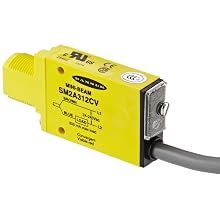 Banner SM2A312CV Mini Beam AC Photoelectric Sensor, Visible Red LED, Convergent Mode, 16mm Range