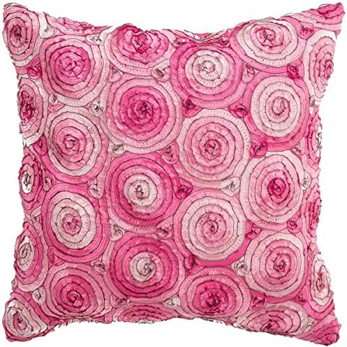 PrimeKey Practical Softly Floral Bouquet Throw Pillow Cover Cushion Cover Zippered 16x16 Inch (40x40 cm) Pink