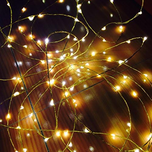 The Original Starry String Lights Warm White Color LED's on a Flexible Copper Wire - 20ft LED String Light with 120 Individually Mounted LED's. Set the Mood You Want Anywhere! - Perfect For Creating Instant Appeal in Any Setting - Parties, Bedrooms, or an Intimate Environment Anywhere in the Home, Waterproof LEDs